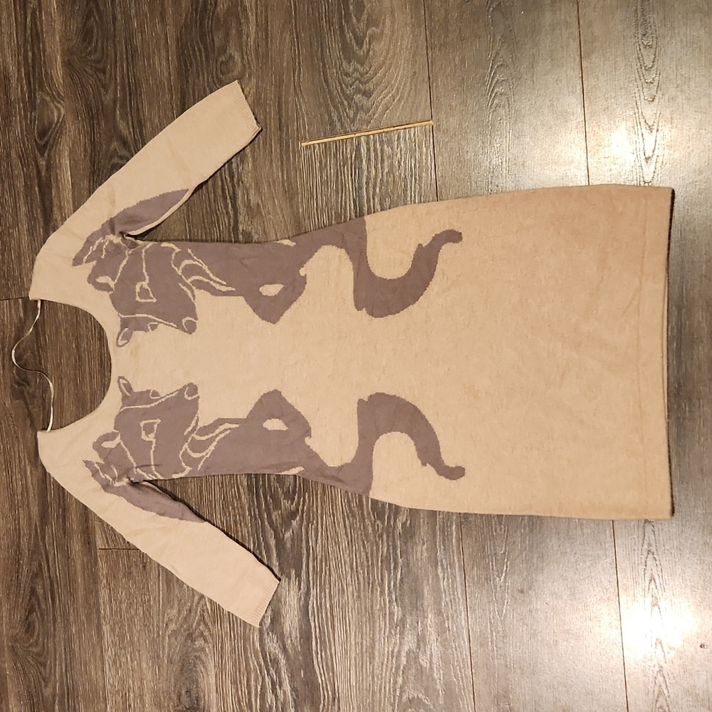 ❤️ BAR III ANGORA BLEND FOX BODYCON MIDI SWEATER DRESS, XS